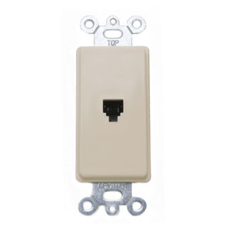 Leviton Decora Telephone/Video, 625, 6P4C Color Ivory Mounting Screw Terminal Country Of Origin United States