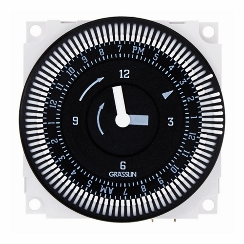 The 24HR TIMER MODULE 21A SPDT 120V Electromechanical Timer Module is designed to be placed inside a machine control panel, circuit board, or other equipment. It offers up to 21 Amp switching designed for control of heating, ventilation, air conditioning, refrigeration, lighting, security, circulating pumps, spas, OEM applications, or any electrical load requiring 24-Hour scheduling.