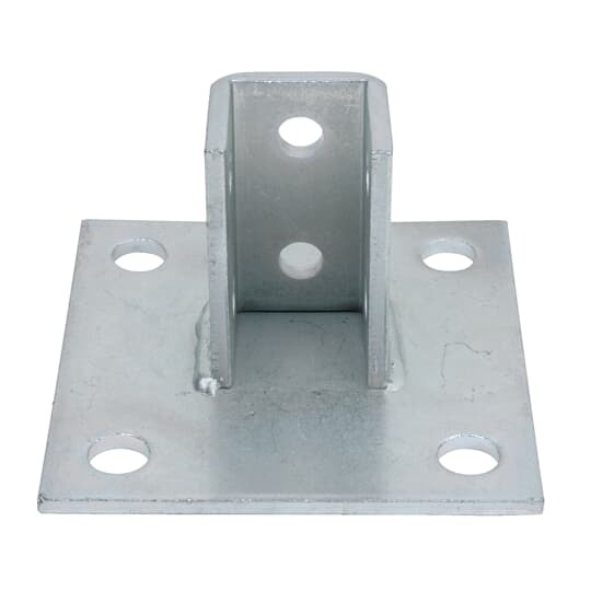 Connector, Square Post Base, Post Height 3-1/2 Inches, Post Length 1-11/16 Inch, Width 1-11/16 Inch, 4 Holes, Hole Diameter 3/4 Inch, Base Size 6 Inches x 6 Inches, Hot-Dip Galvanized Steel
