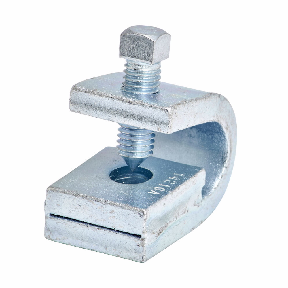 Eaton B-Line series beam clamps, 7.25" H x 1.5" L x 0.75" W, Steel, 800 Lbs load cap, 0.625" beam/flange width