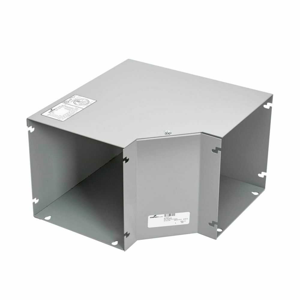wireway elbow fitting, Lay-in, 90? elbow, side opening, NEMA 1, Steel, ANSI 61 gray painted finish, 8" X 8"