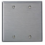 2-Gang No Device Blank Wallplate, Standard Size, 302 Stainless Steel, Box Mount, - Stainless Steel