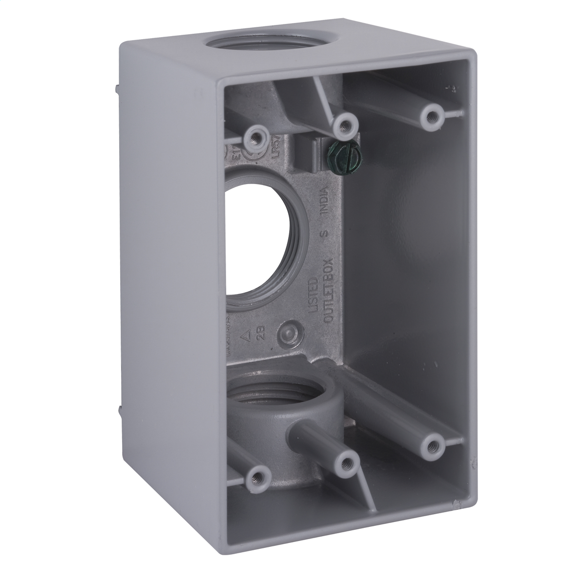 2-5/8 In. Deep, with Lugs - Three Threaded Outlets - 4-1/2 In. x2-3/4In., (3) 1 In. Outlets