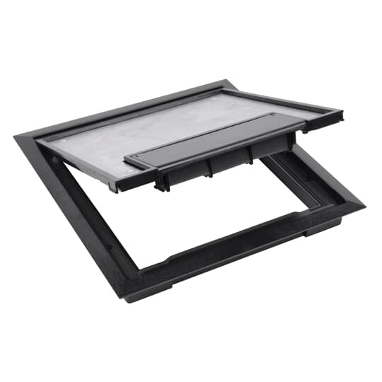 Cover and Flange for Recessed Service Floor Box, 10.63 Inches Square, Flange Height .188 Inches, Black, Non-Metallic