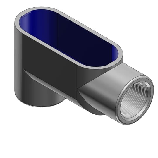1/2 Inch Form 7, LB Conduit Body, Body Material Gray Iron with Zinc Plating and Baked On Epoxy Powder Coat with BlueKote Internal Coating for Use with Rigid/IMC Conduit
