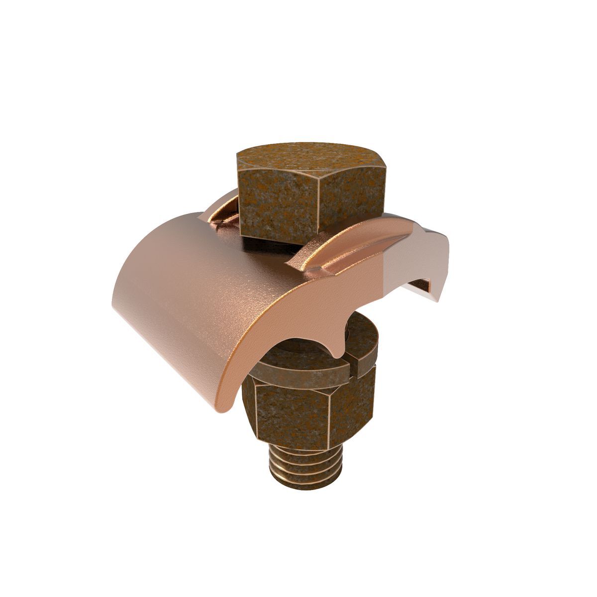 Mechanical Grounding Connector, Cable to 1/4" Thick Bar, 4 AWG (Sol)-2/0 AWG (Str), 3/8" Stud.