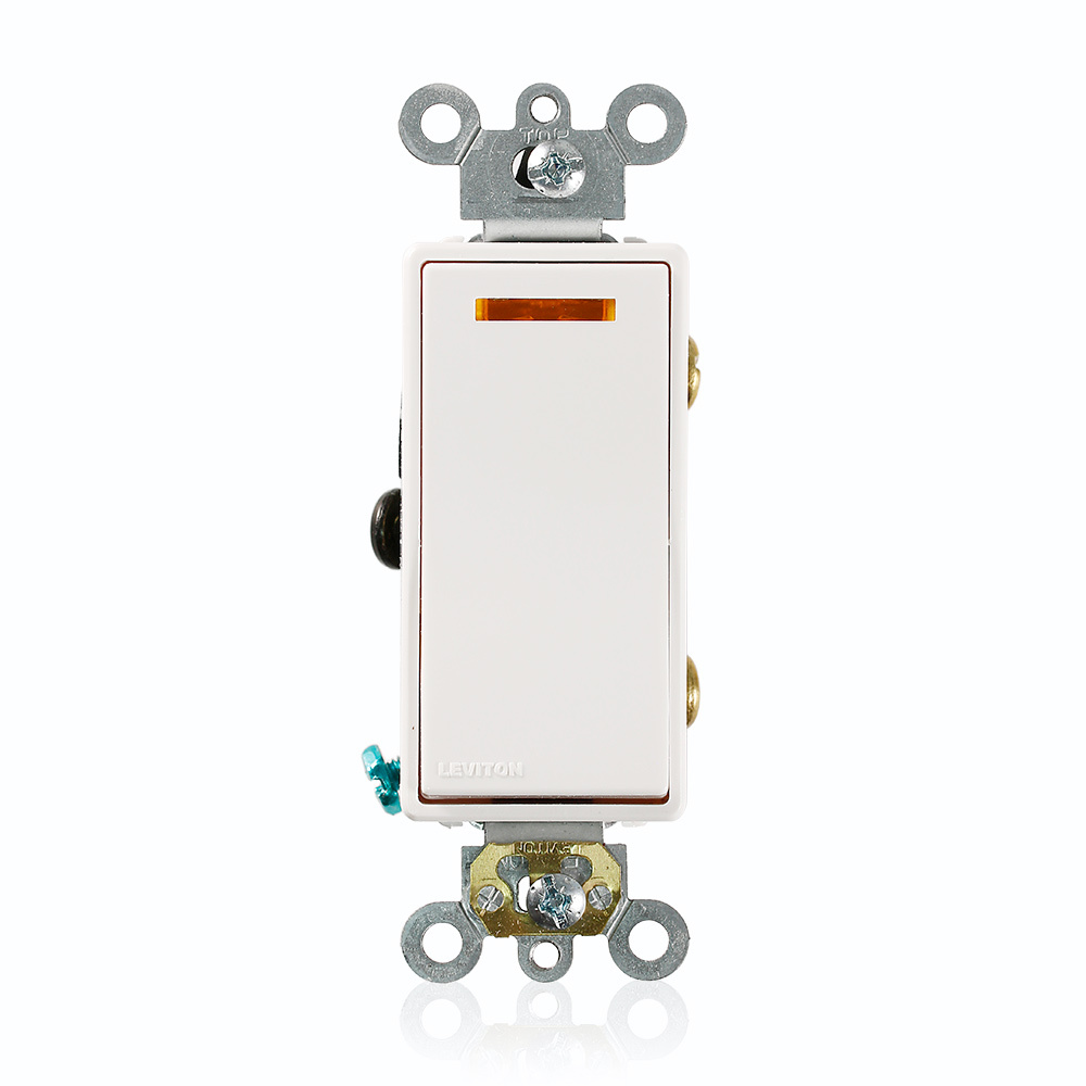 20-Amp, 120-Volt, Decora Plus Rocker Lighted Handle, Illuminated Off 3-Way AC Quiet Switch, Commercial Grade, Self Grounding, White