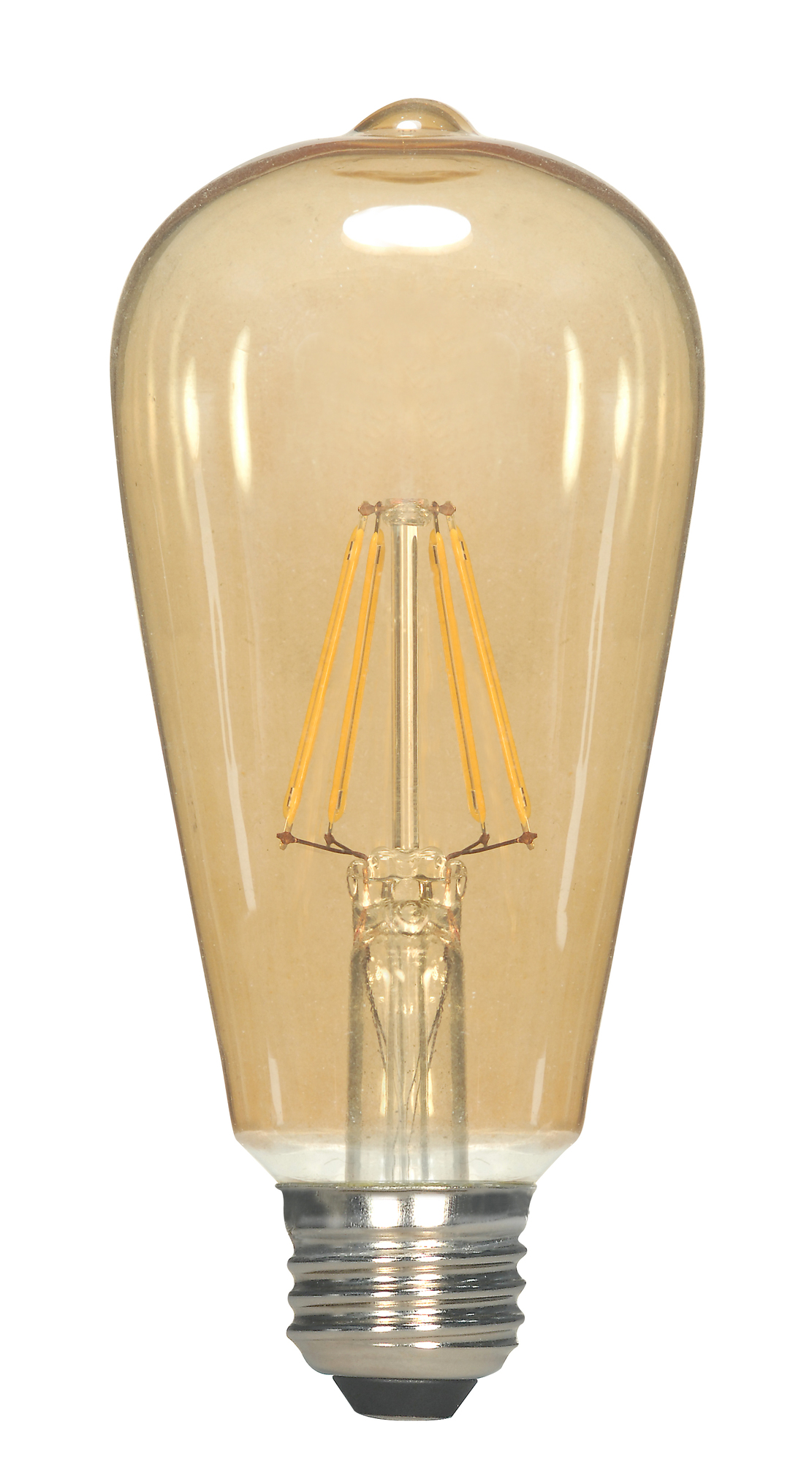 LED Filament, Designation: 6.5W ST19 Filament LED - Medium Base - Transparent Amber - 2300K - 120V