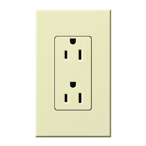 Duplex 15 A receptacle, tamper resistant, 125V/15A in almond
