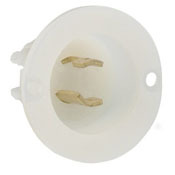 15 Amp, 125 Volt, Flanged Inlet Locking Receptacle, Industrial Grade, Grounding, MiniLock, White