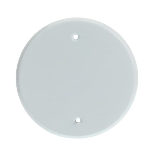Round Blank Weatherproof Cover, 5 Inch Diameter, 3-1/2 Inch Mounting Holes on Center, White, Aluminum