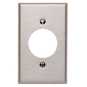 1-Gang Locking 1.60 Inch Dia. Device Receptacle Wallplate, Standard Size, Device Mount, Stainless Steel