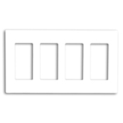 4-Gang Decora Plus Wallplate Screwless Snap-On Mount, Light Almond