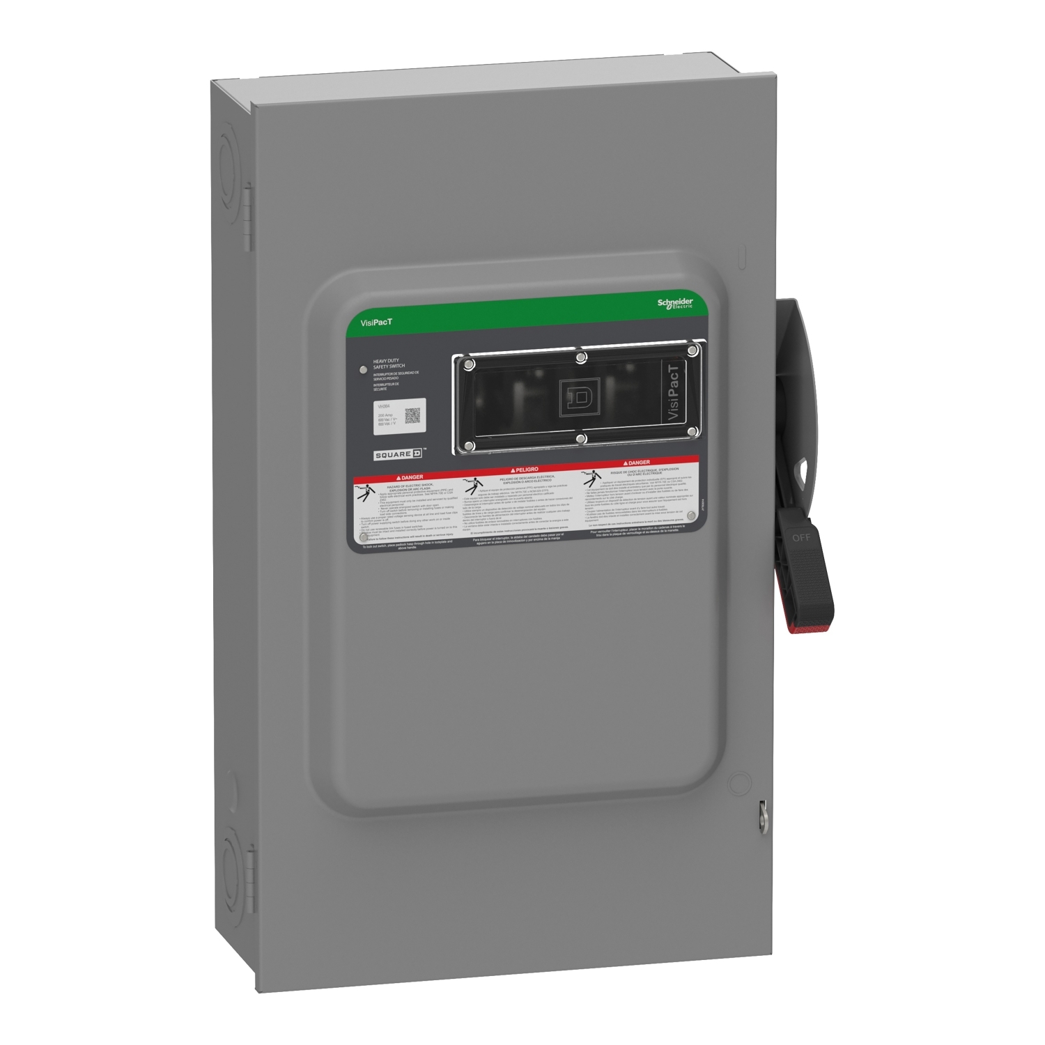 Safety switch, VisiPacT, heavy duty, fused, viewing window, NEMA 1, 600V, 200A, 3 pole