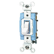 15 Amp, 120 Volt, Toggle Lighted Handle, Illuminated Off 3-Way AC Quiet Switch, Extra Heavy Duty Grade, Self Grounding, Back and Side Wired, White