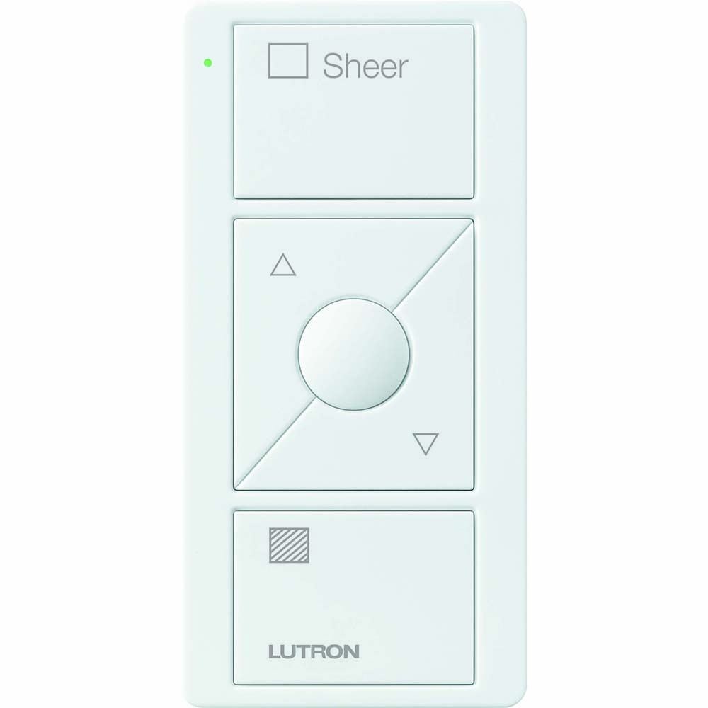 PJ2-3BRL-GWH-S04 Original 3-Button Pico Smart Remote with Raise/Lower and Preset with Shade Icons and Sheer Text, White