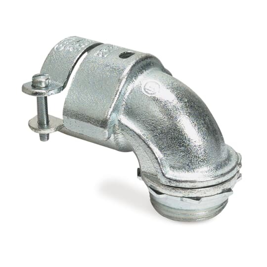 Squeeze Connector, 90 Degree Bend, Trade Size 3/8 Inch, Knockout Size 1/2 Inch, Cable Range 0.406 to 0.656 Inch, Steel