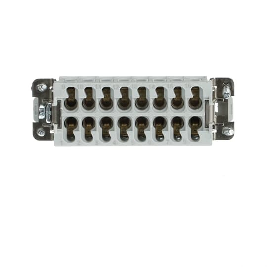 Female screw terminal insert. For use with A series, 16 contacts with ground.