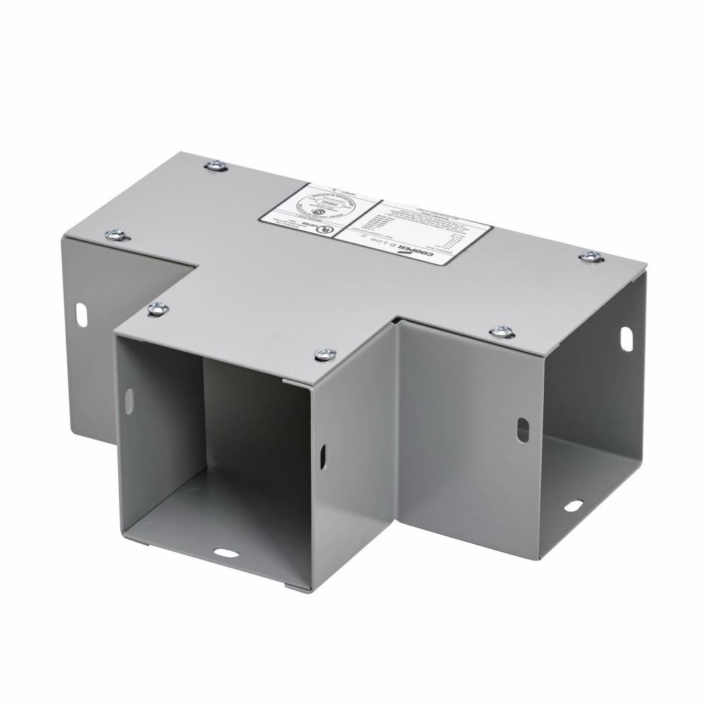 Eaton B-Line series wireway tee fitting, Lay-in, Wireway tee fitting, NEMA 1, Steel, ANSI 61 gray painted, 4" X 4"