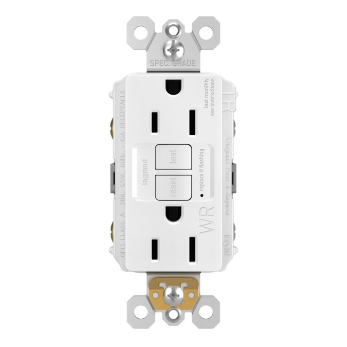 1597TRWRW radiant Duplex Receptacle, 15 Amp, SafeLock Protection, White