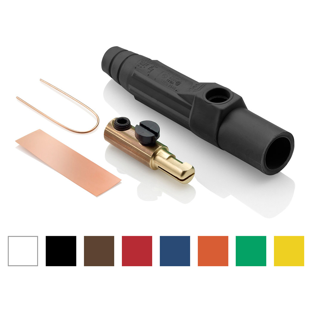 15 Series Single Pole Cam-Type Male Detachable Plug. Taper Nose, Single Set Screw, Sleeve With Thermoplastic Screw, 600 Volts, Rated Up To 150 Amperes. Continuous Cable Range #8- #2 Awg - Orange