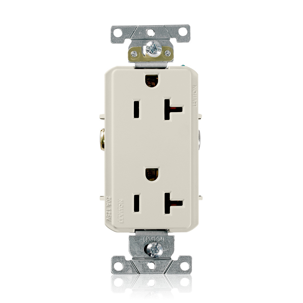 2P3W. 20A-125V. Decora Plus Duplex Receptacle. Commercial Spec Grade 10 Year Nema 5-20r. With-side Wired - Light Almond