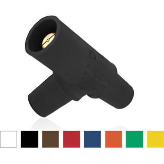 16 Series Taper Nose Multi-Way Connector, Cam-Type, Female-Female-Male, Tapping Tee, 400 Amp.  Black