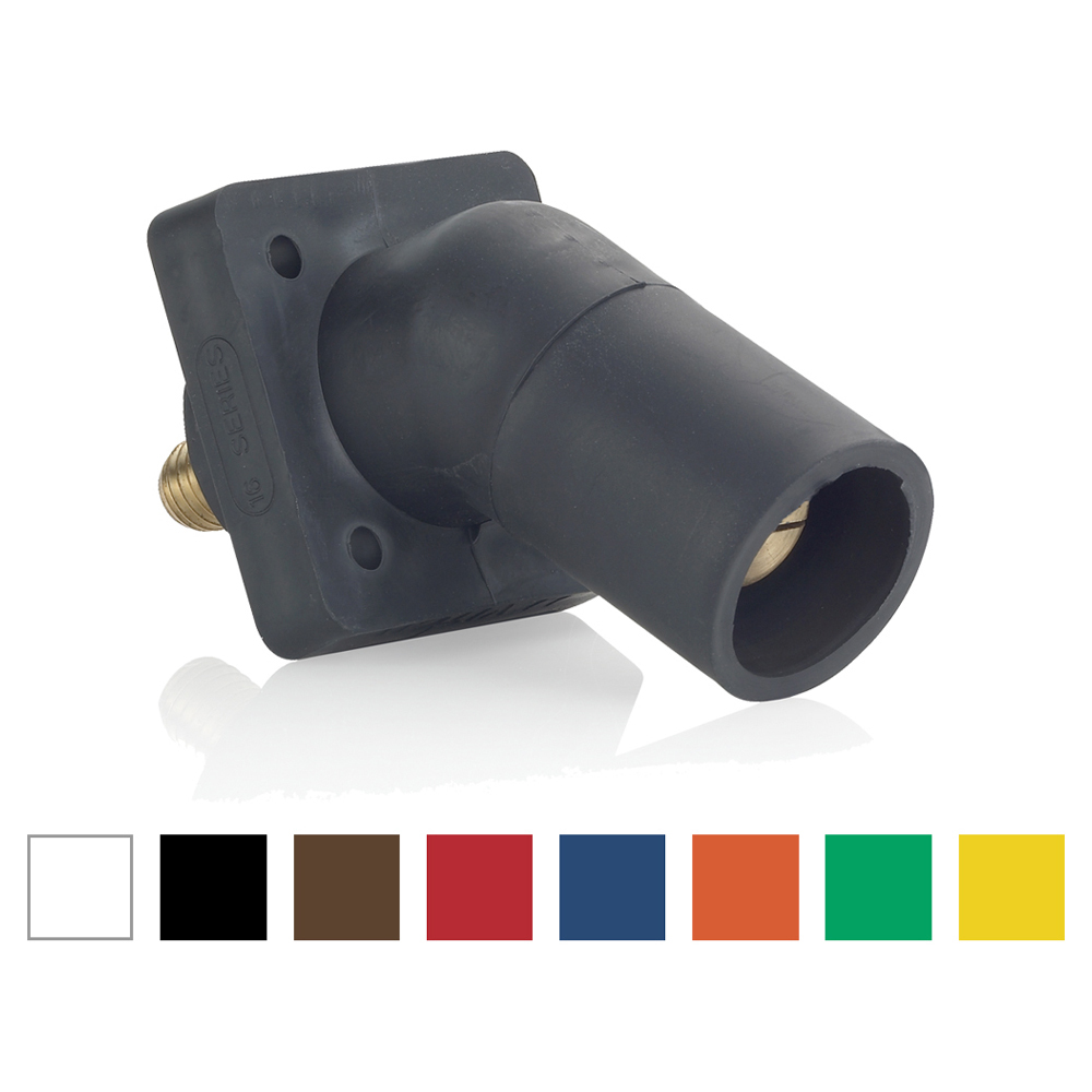16 Series Single Pole Male Panel Receptacle, 45-degree, Taper Nose, Threaded Stud, 600 Volts, Rated Up To 400 Amperes Continuous Cable Range - #2 - 4/0-Black