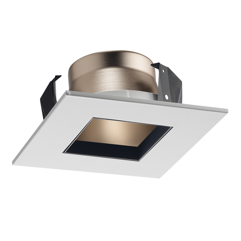 17SQ square downlight trim for line voltage housings, black reflector, white trim