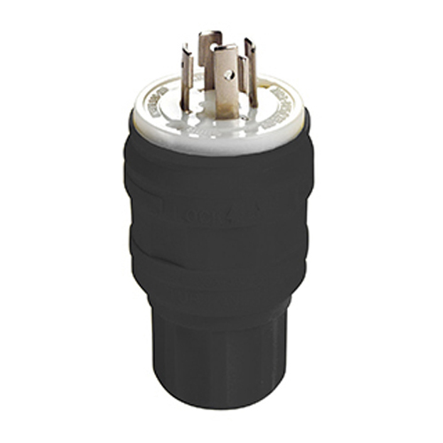 20 Amp. 125/250 Volt. NEMA L14-20P. 3P/4W. Locking Plug. Industrial Grade. Grounding. Wetguard - Black