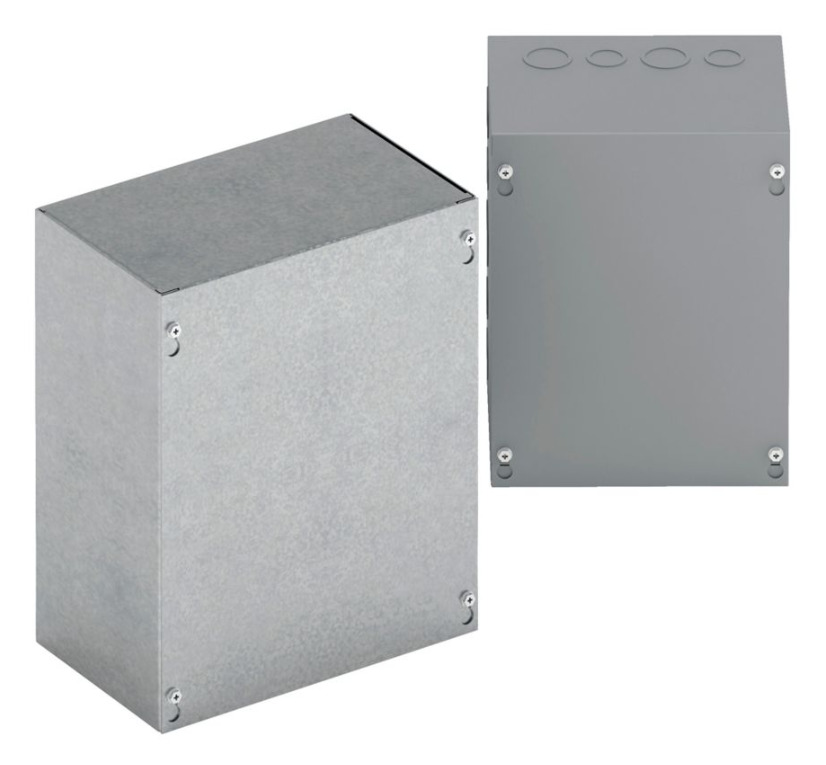 Type 1 junction boxes, 30" height, 16" length, 30" width, NEMA 1, Screw cover, SC NK enclosure, Surface mounted, Medium single door, No knockout, Thru holes, Carbon steel