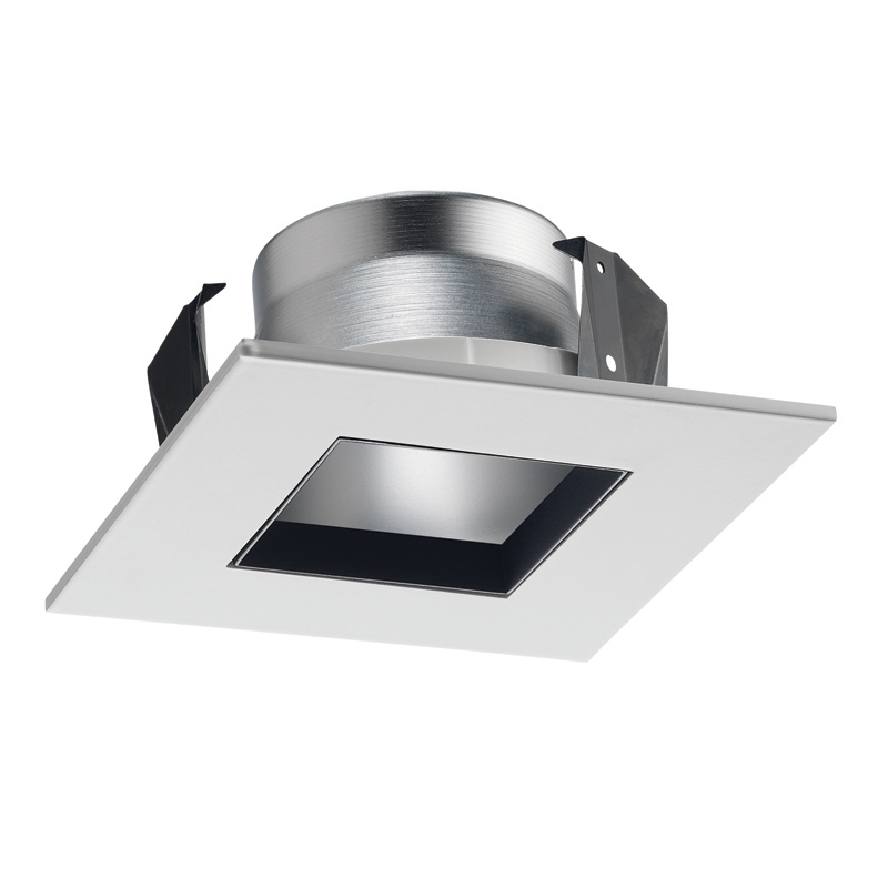 447SQ square downlight trim for low voltage housings, haze reflector, white trim