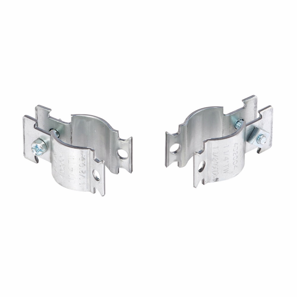 Eaton B-Line series 4Dimension strut pipe clamps and fittings, .105" height, 2.226" length, 1.25" width, Steel, Preassembled Include combination recess hex screw, Universal pipe clamp, Electro-plated zinc