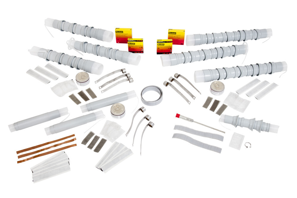 Cold Shrink QT-II Indoor Termination Kit, Tape, Wire and UniShield, 5-8 kV, 0.32-0.46 in (8-12 mm) Cable Insul. O.D.