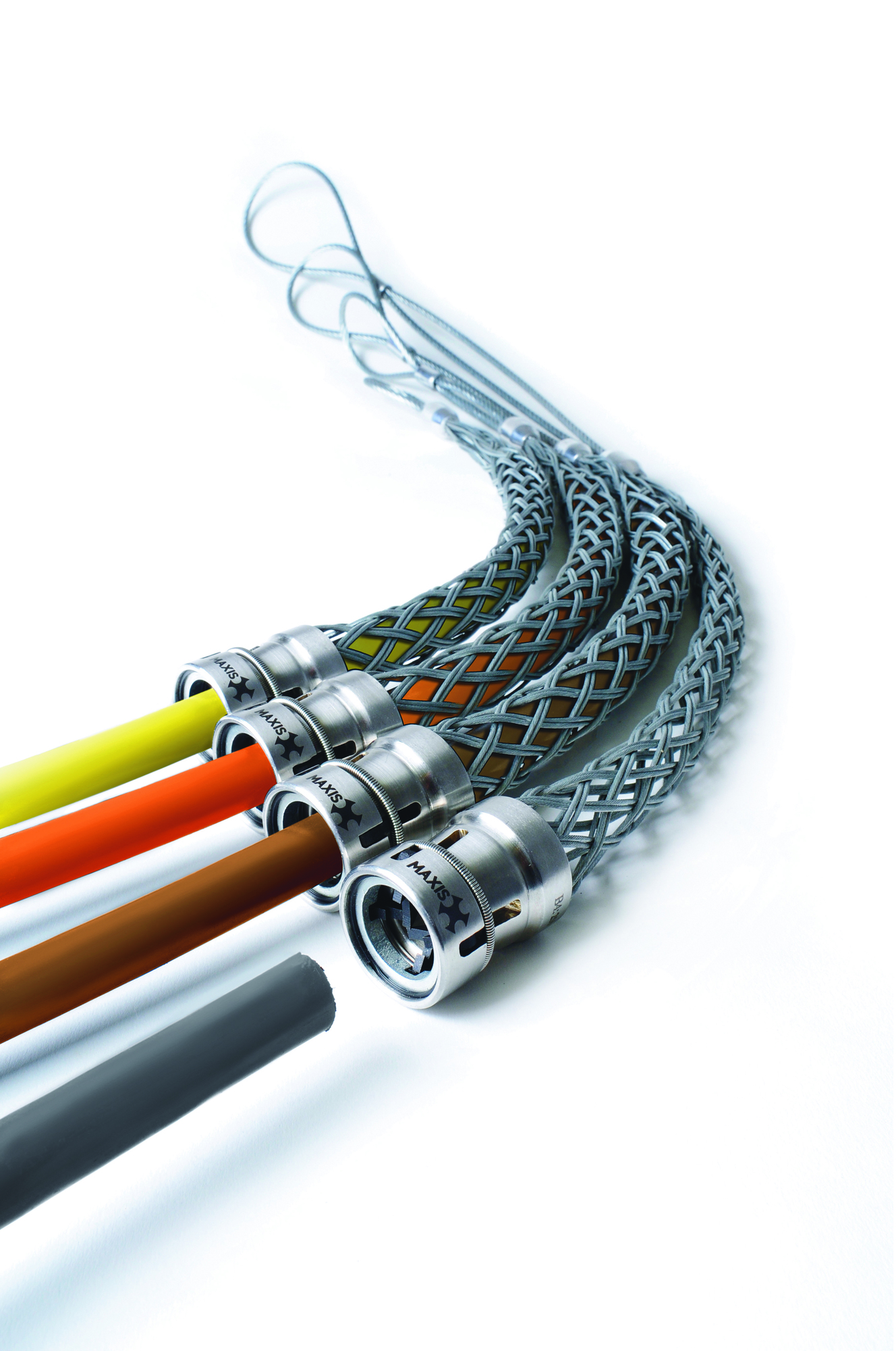 Dual lock pulling system using both a cam lock head and a double braided wire to quickly secure cable to rope without the fear of losing a conductor.