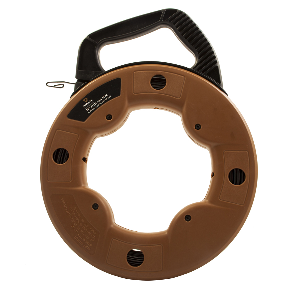 Our 1/8"-wide tempered spring steel fish tapes provide excellent fishing performance. The rugged case is impact resistant and jobsite tough.