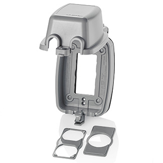 While-in-Use Cover for GFCI/Decora. Duplex and Single Outlet.  Vertical -  Gray