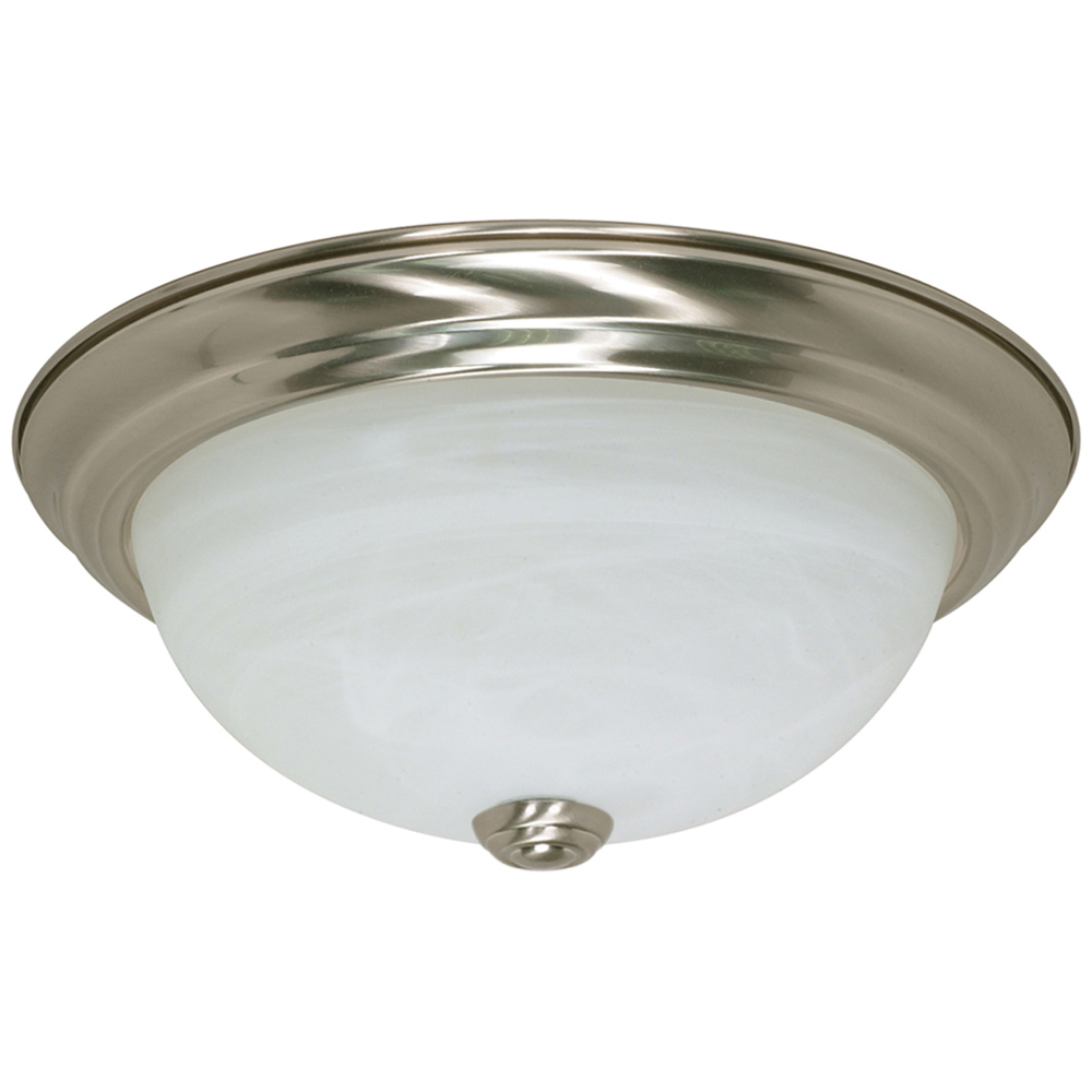 2 Light - 11 - Flush Mount - Alabaster Glass - Brushed Nickel