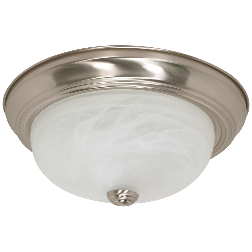 2 Light - 13 - Flush Mount - Alabaster Glass - Brushed Nickel