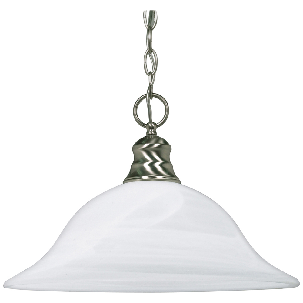 1 Light 16 Pendant w/ Alabaster Glass - (1) 18w GU24 Lamp Incl. - Brushed Nickel
