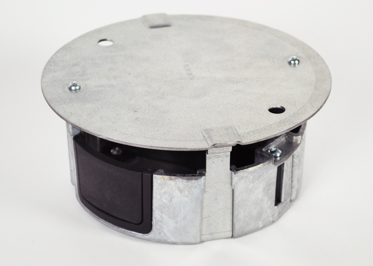 FloorSource Furniture Feed Floor Box; Die Cast Aluminum Body, Stamped Steel Knockout Plates