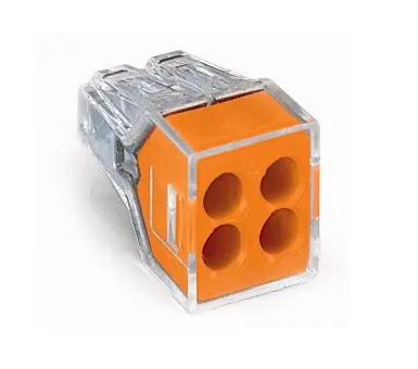 PUSHWIRE®  splicing connector; 4-conductor; orange; Box of 100 pieces