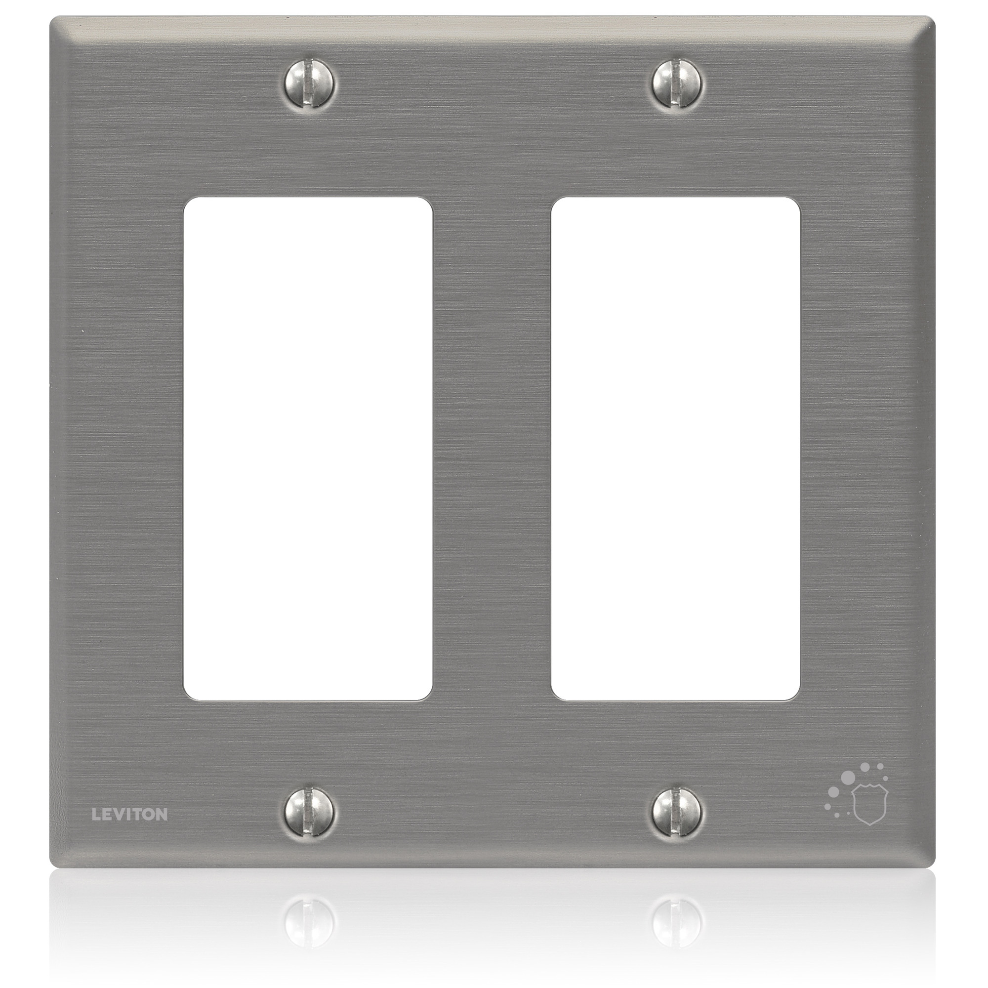 Wallplate 2 Gang 2 Decora. Antimicrobial Protected. Powder Coated Stainless Steel Type 302.