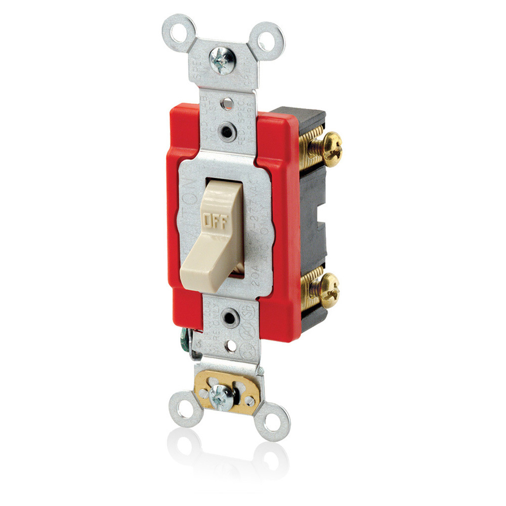3-way Antimicrobial Switch Assembled With External Wiring Clamps. Quiet Standard Treated Toggle. 20a-120-277v Ac. Spec Master - Ivory