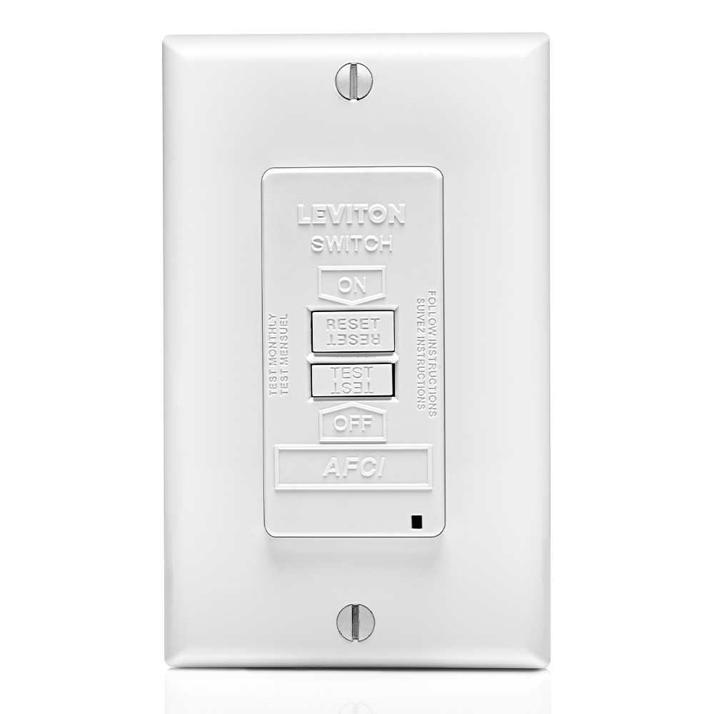 20A-125V. Smartlock Pro Slim Blank Face AFCI. Lighted. Feed-through. W/Ivory Test And Reset Buttons. Mounting Screws. Less Wallplate And Wallplate Screws. - White