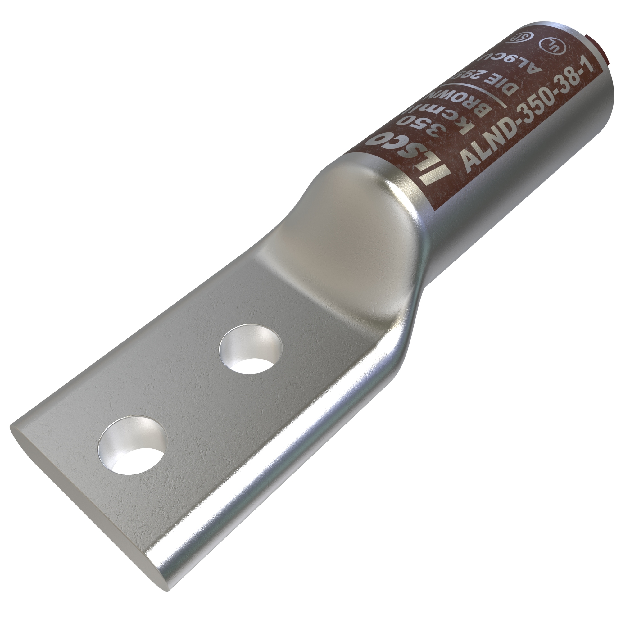 Surecrimp Aluminum Compression Lug, Conductor Size 350, 2 Holes, 1/2in Bolt Size, 1-3/4in Hole Spacing, Long Barrel, No Sight Window, Tin Plated, UL, CSA