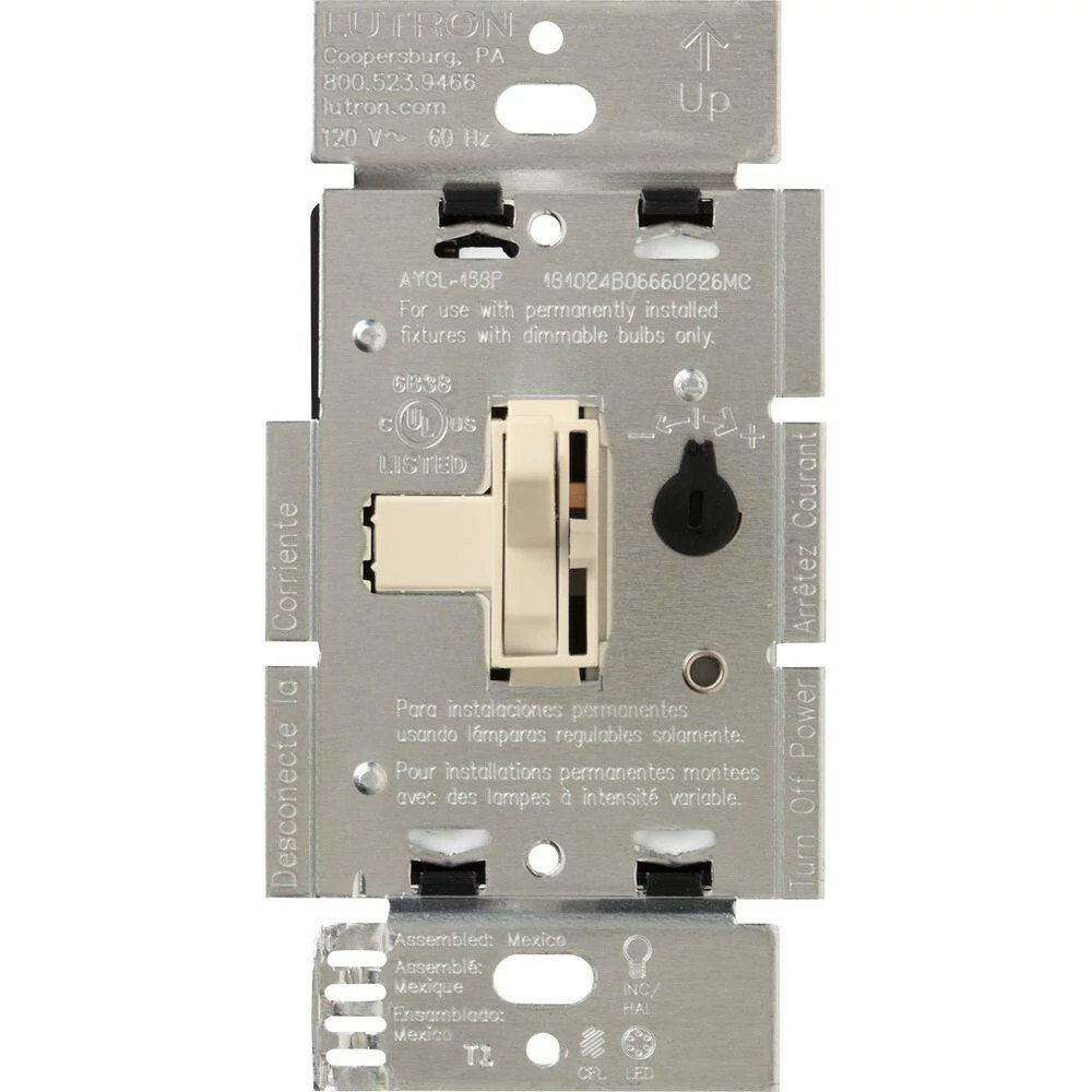Ariadni Dimmer for 250W CFL/LED, 600W inc/hal, or Lutron Hi-Lume A-Series LTE LED Driver in light almond