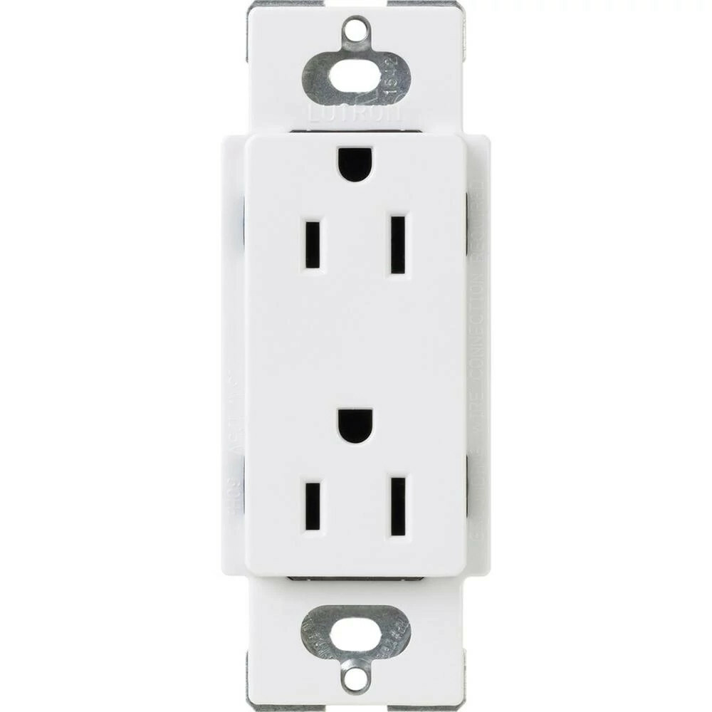 Lutron Claro Tamper-Resistant Duplex Receptacle, 15 Amp, White
