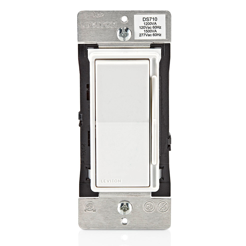 Decora Rocker-Slide 1200VA-120VAC,1500VA-277VAC Fluorescent Dimmer for Mark 7 and Quicktronic Helios Ballasts, 60Hz, Single Pole or 3-Way - White, Ivory & Light Almond