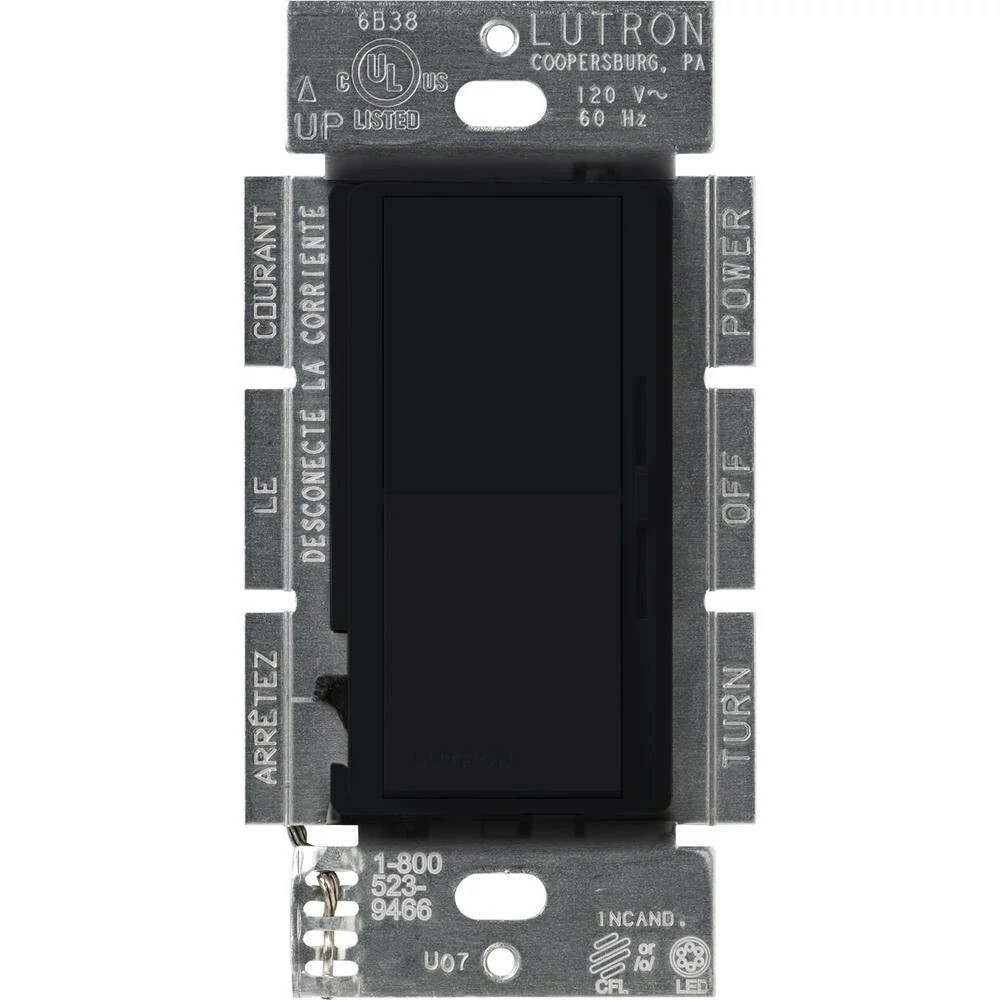 Diva satin dimmer for 250W CFL/LED, 600W inc/hal, or Lutron Hi-Lume A-Series LTE LED Driver in midnight